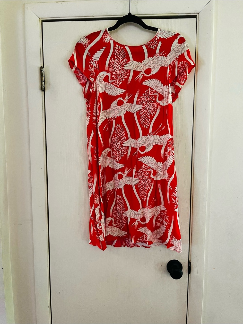Zara Art Deco 1920s Crepe Crane Boho Shift Sheath Mini Festival Dress S